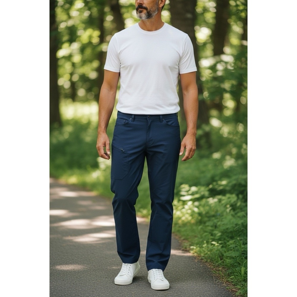Eddie Bauer‎ Pants Mens 34 Blue Fleece Lined Tech Hiking Stretch Outdoor 34x30.5